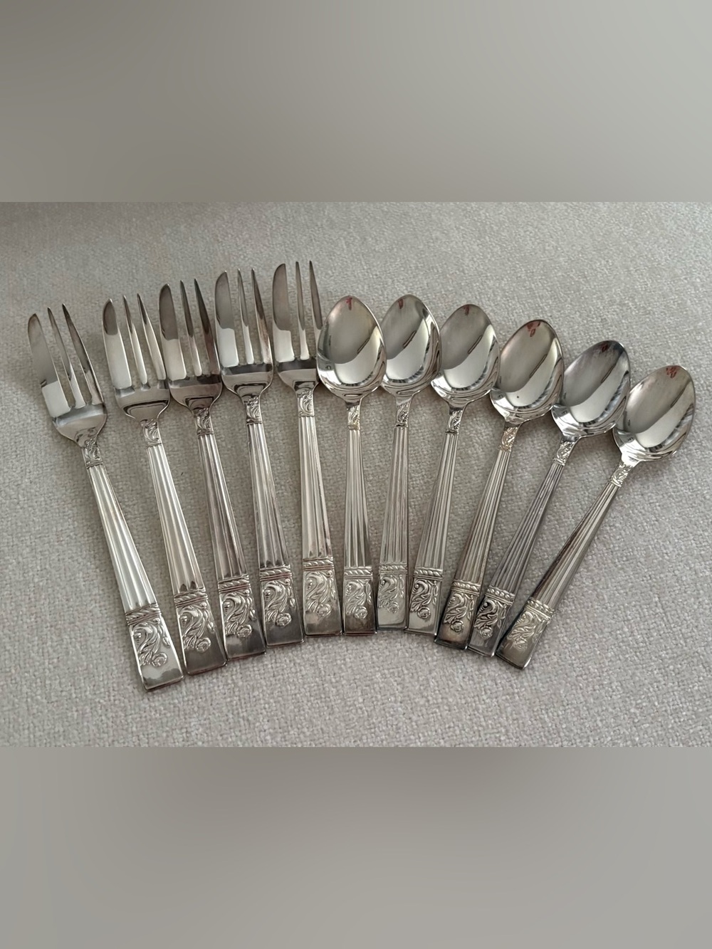 Vintage 1950's Ancora England Dessert Forks & Spoons Silver plated